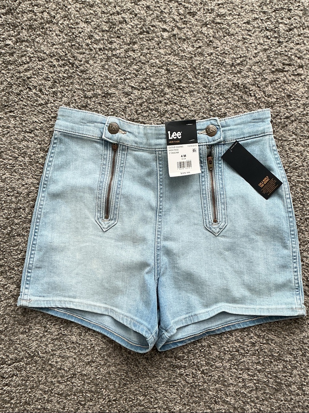 Lee Light Wash Denim High-Rise Zip Pocket Shorts